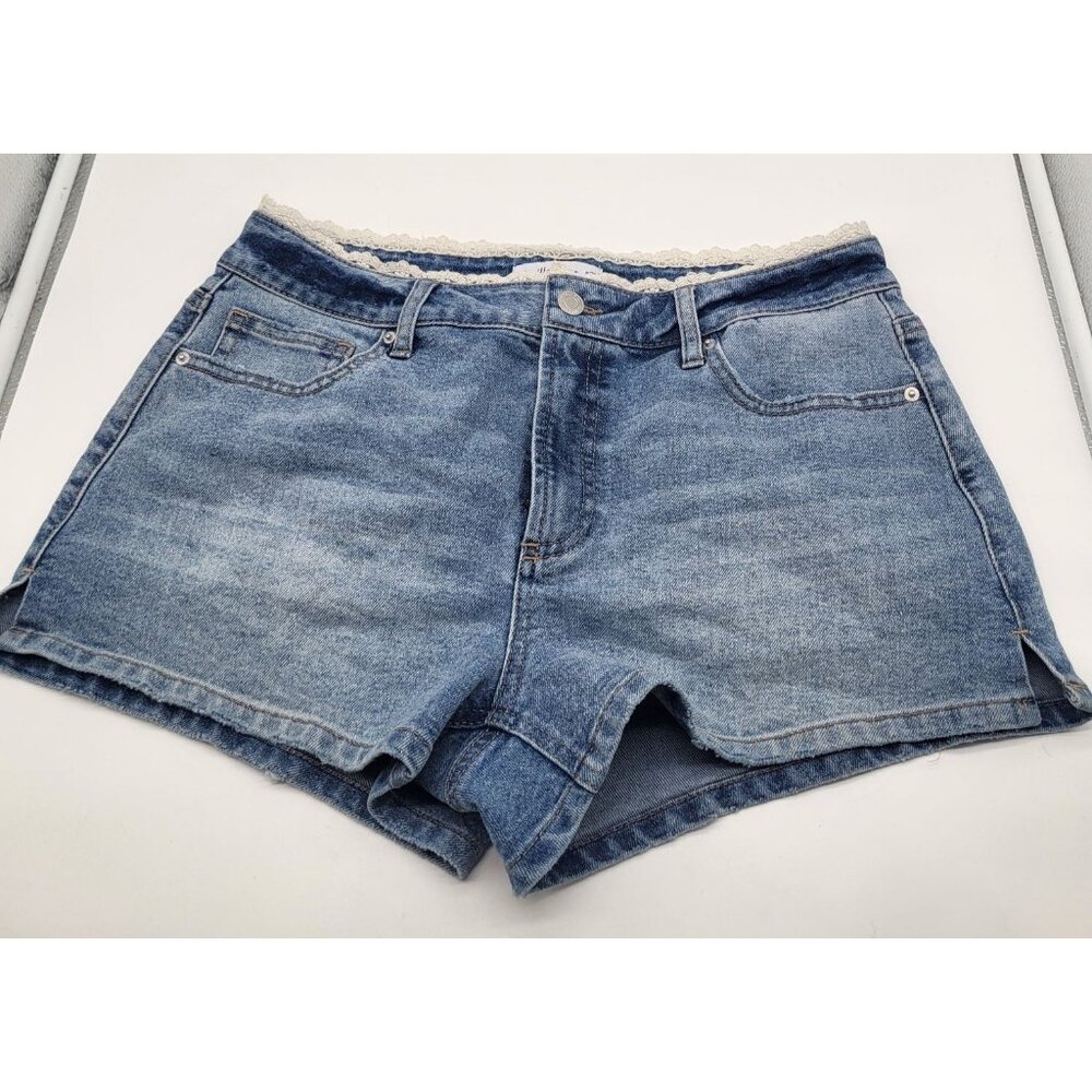 VANILLA STAR Juniors SZ 7 Lace Waist Jean Shorts Mini y2k style summer